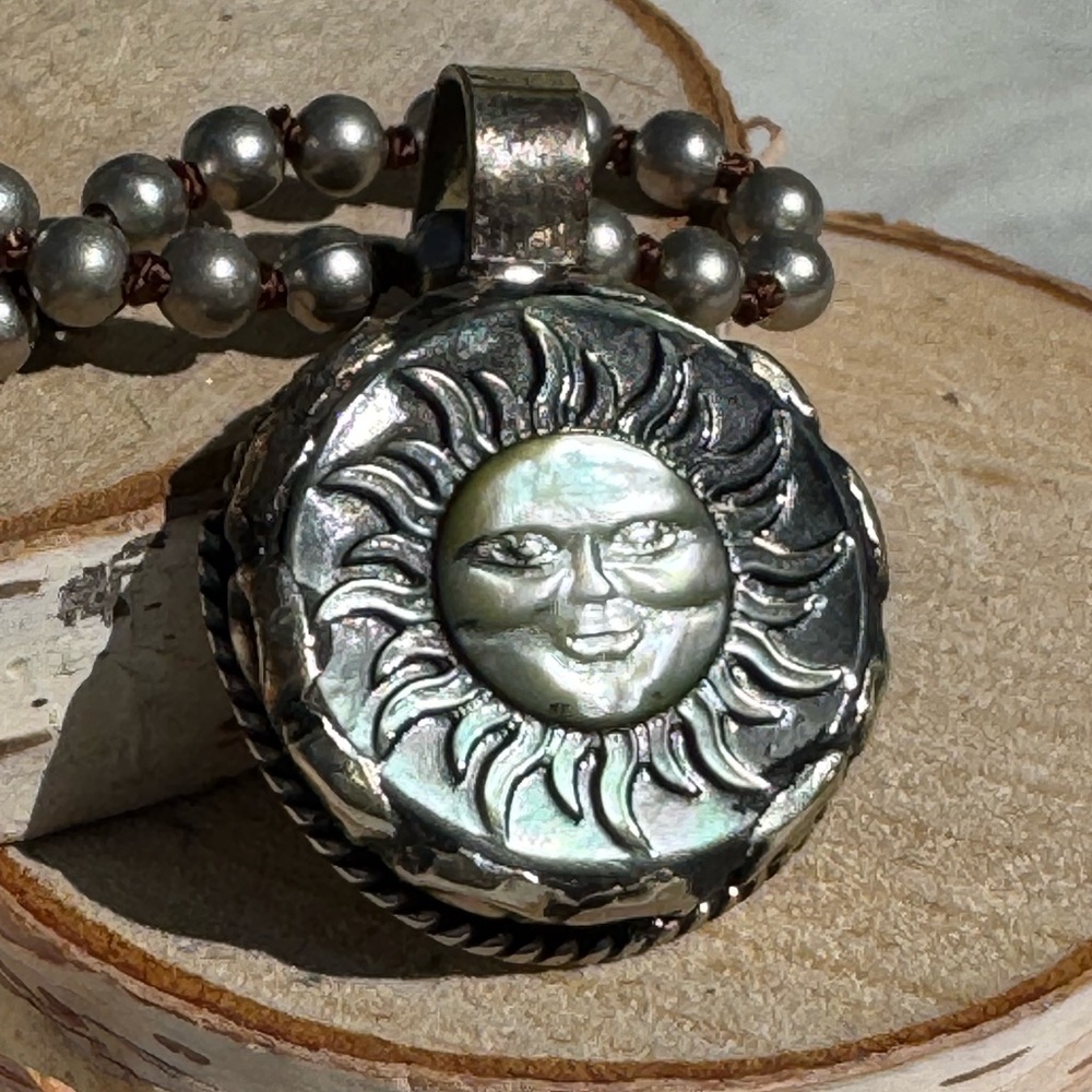 Celestial Abalone Sun Charm Necklace – New 20” chain